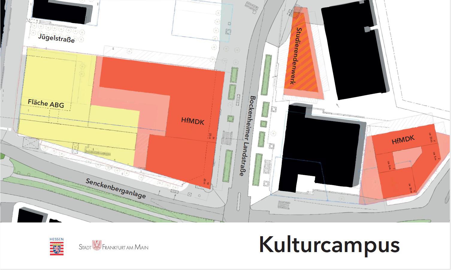 Skizze des Kulturcampus und der Bauflächen